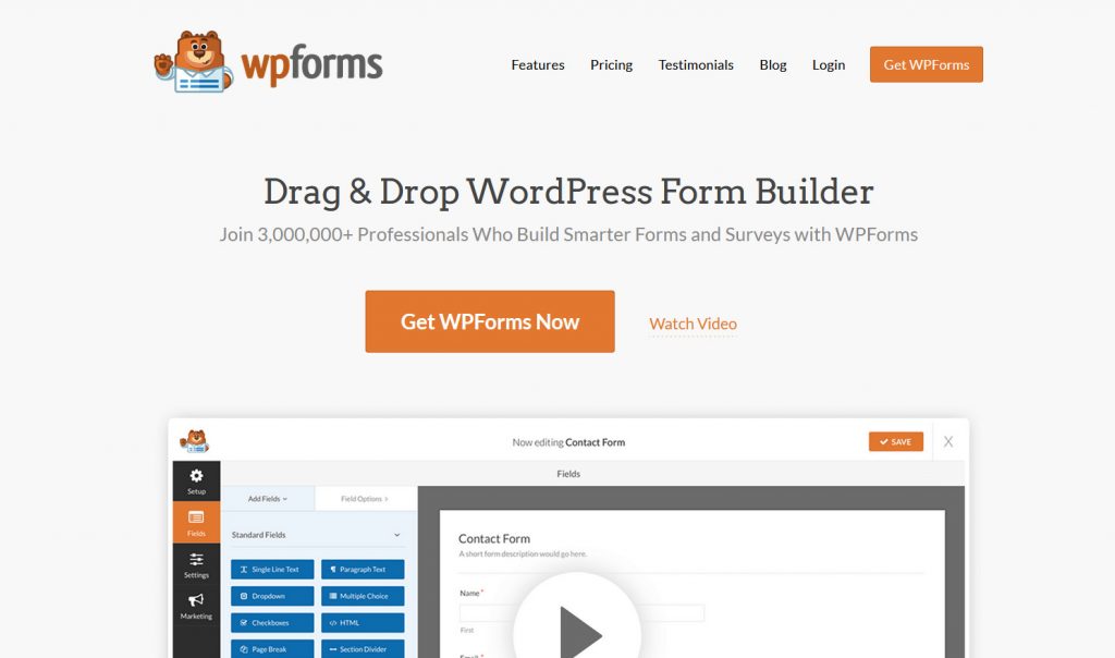 best contact forms for WordPress - WPforms