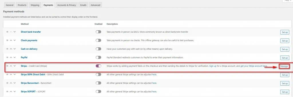 woocommerce stripe - setup