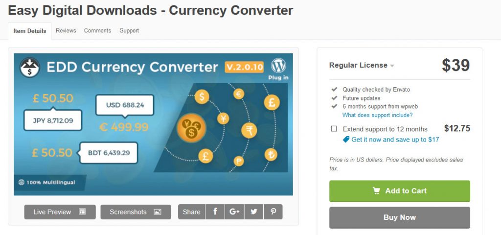 WooCommerce currency switcher - easy digital downloads