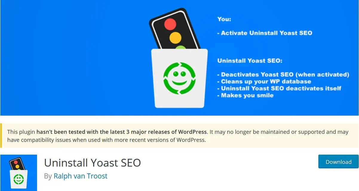 remove yoast seo from database - uninstall yoast SEO
