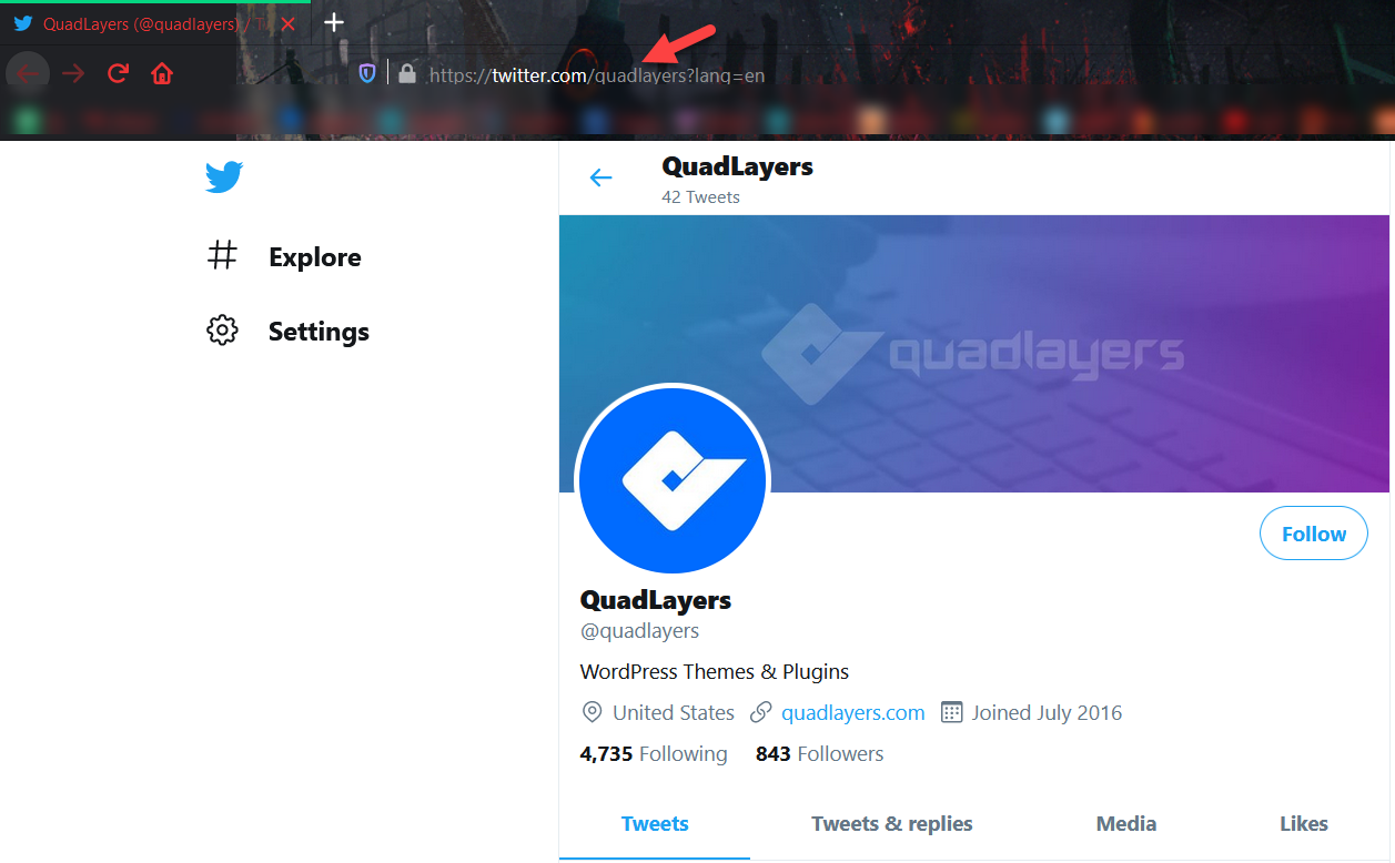 connect twitter with wordpress - QuadLayers twitter handle