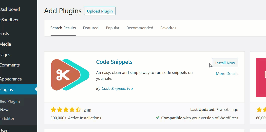 code snippets wordpress plugin