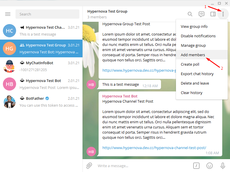 Add Telegram to WordPress - Add Members to Group