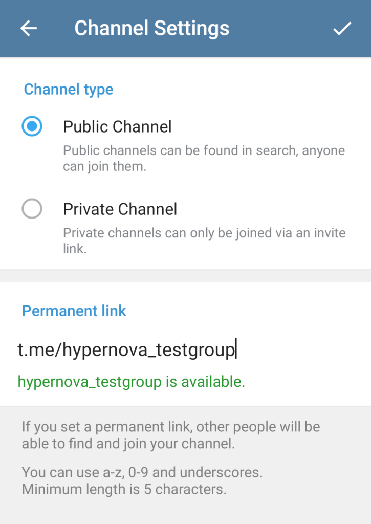 Add Telegram to WordPress - Create Channel