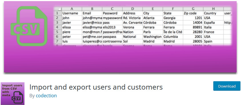 import and export woocommerce customers - plugin title