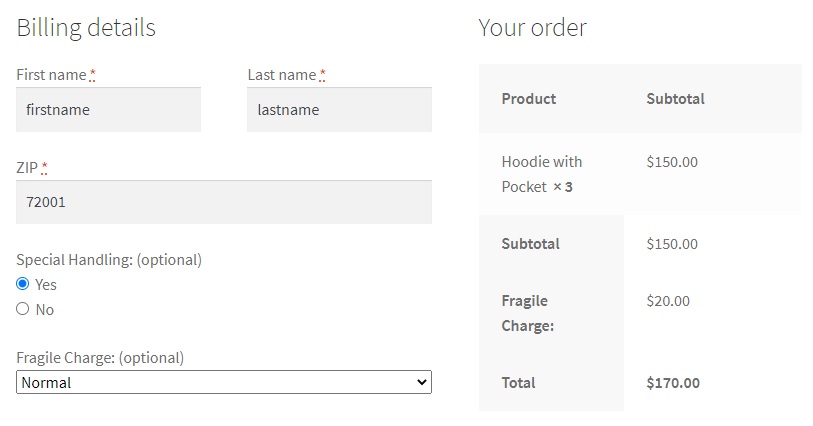 Add fees to WooCommerce checkout - Conditional logic