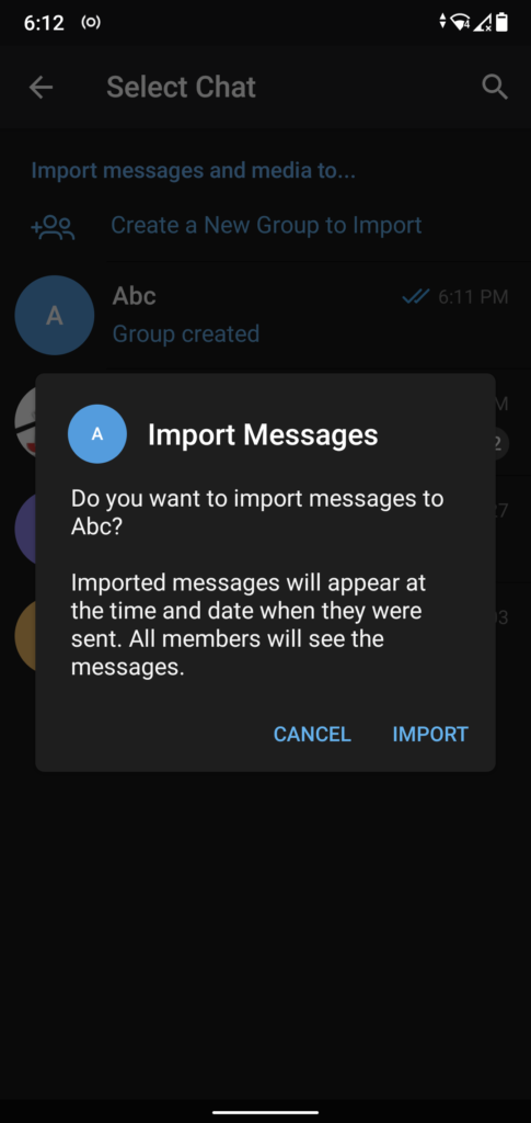 Import Chat to Telegram