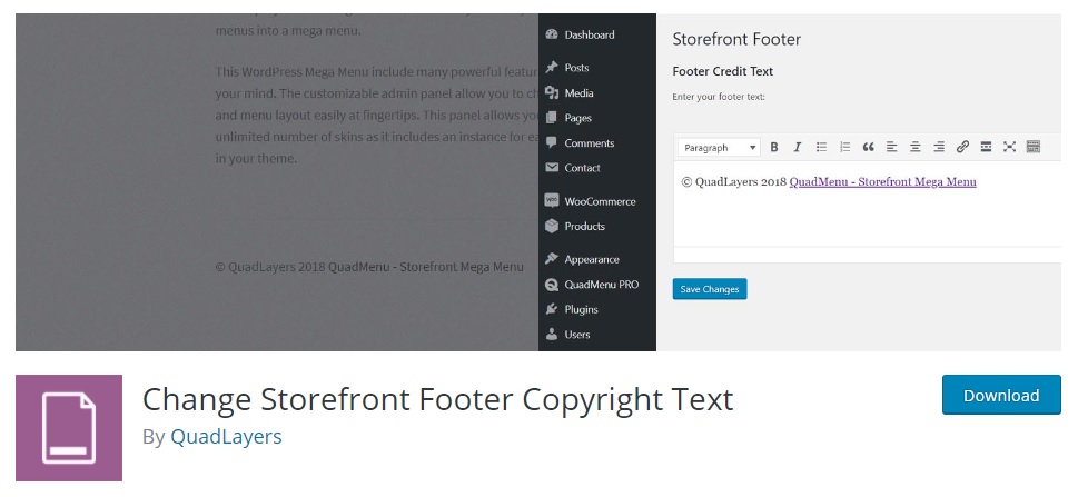 change storefront footer copyright text change footer in storefront