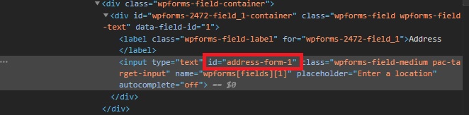 How to Autocomplete Address in WordPress - Find form ID