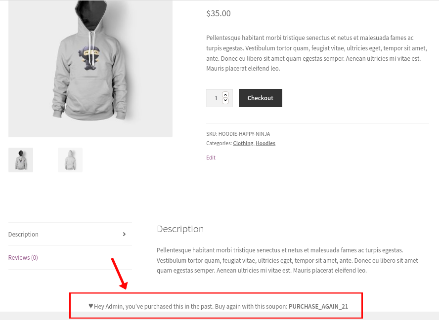 Customize woocommerce template files - Show content for purchased-before returning customers