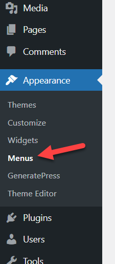 add page to wordpress menu - WordPress menus section