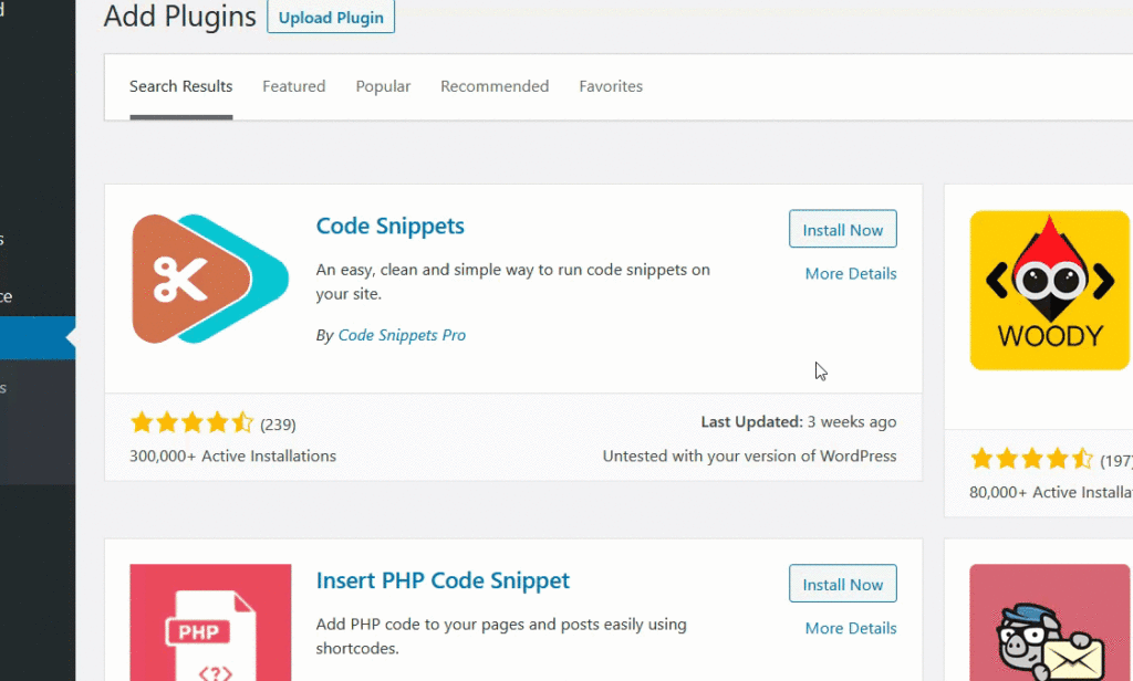 Code snippets plugin