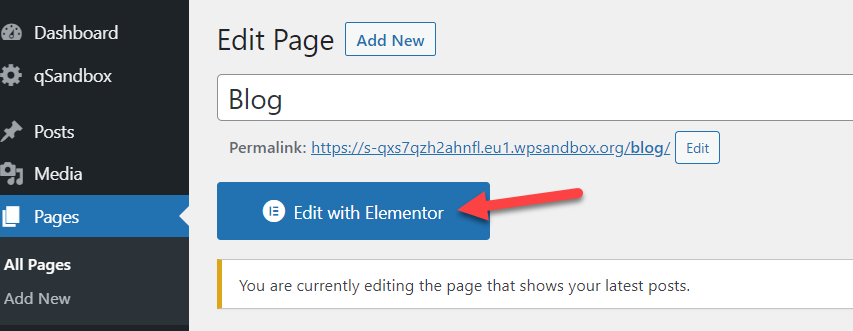 edit page with elementor