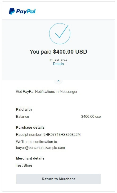 paypal sandbox order test woocommerce orders