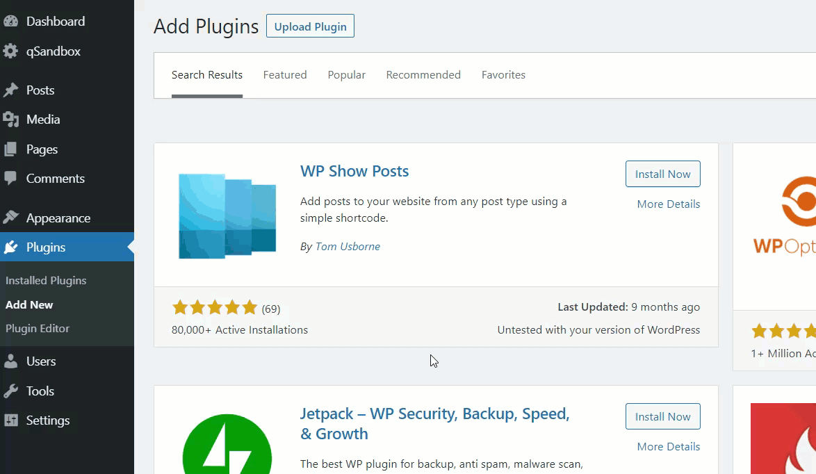 wp show posts plugin installed