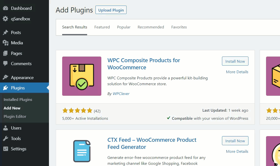 WooCommerce composite products - install composite products plugin