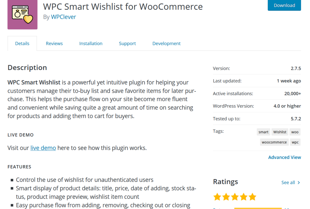 WPC smart wishlist for woocommerce