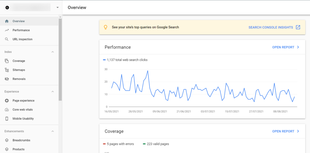 search console performance