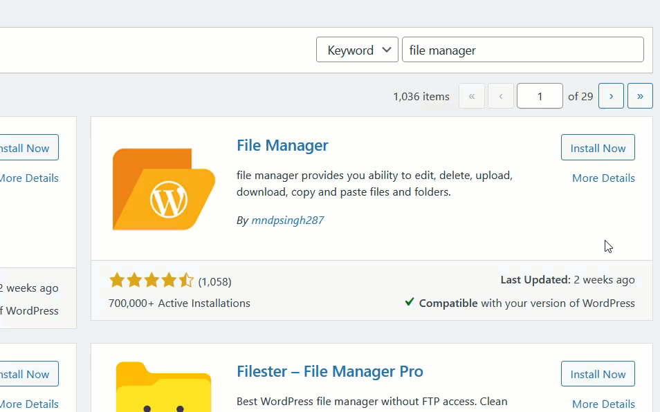 cloak affiliate links in WordPress - install wp file manager