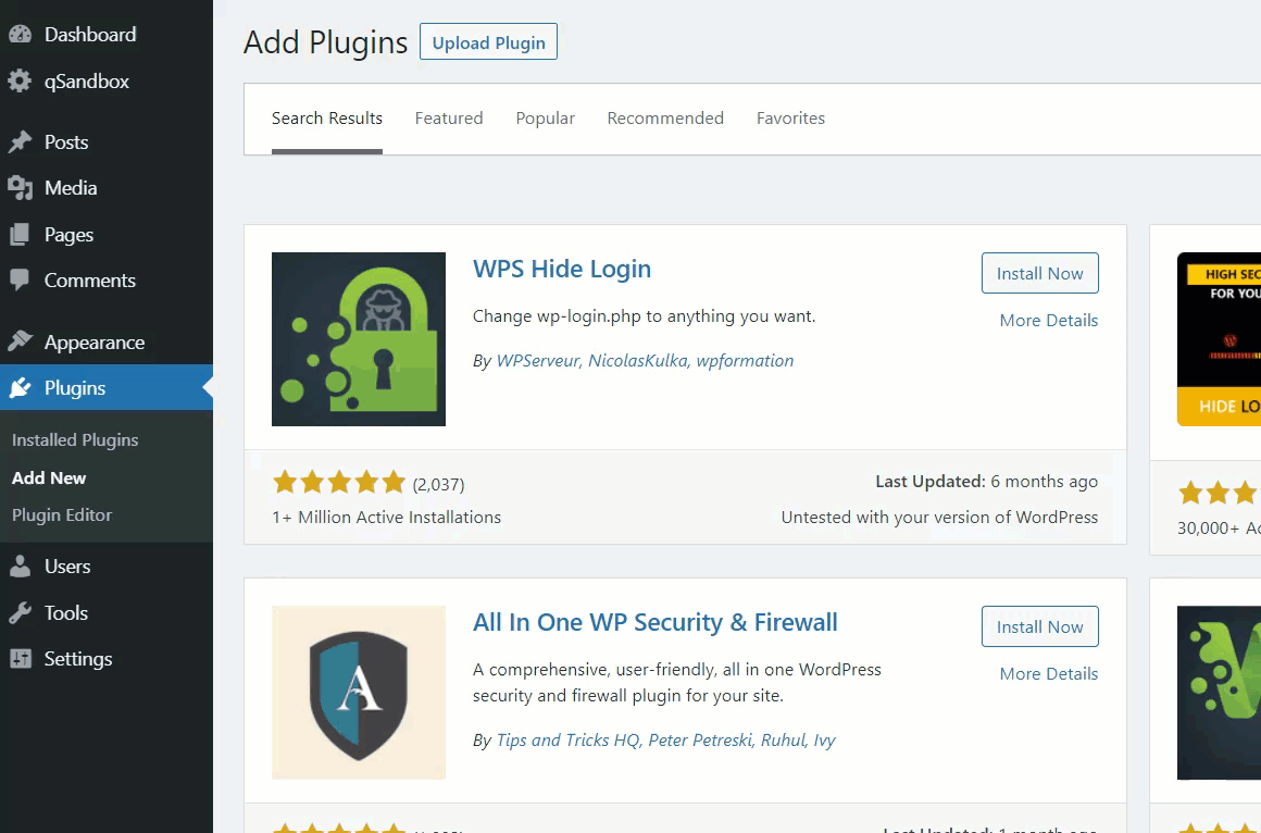 change WordPress login page URL - install wps hide login plugin