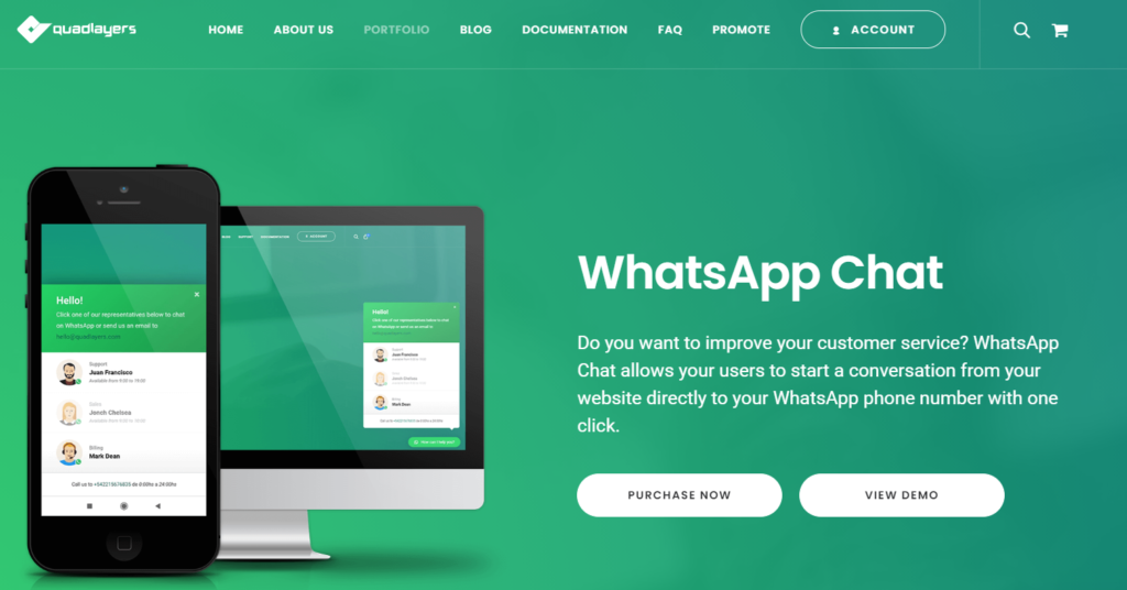 wordpress customer support plugins  - whatsapp chat