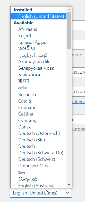 available languages