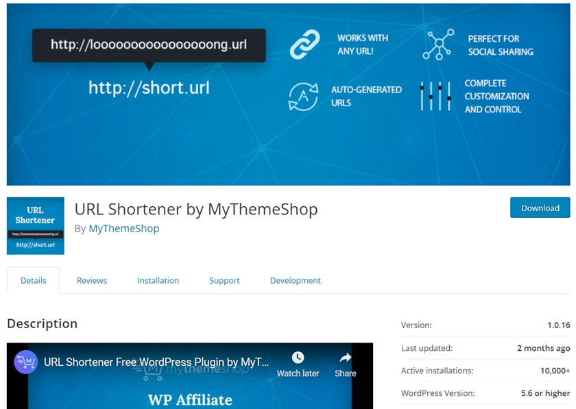 affiliate link cloaking plugins - url shortner by mythemeshop