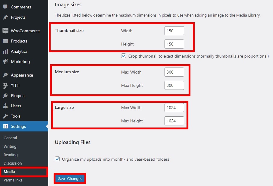 default image sizes fix woocommerce image size issues