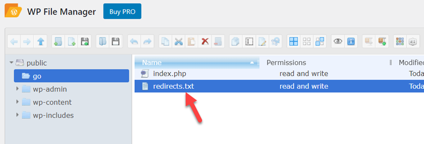 redirects file