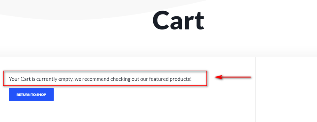 change no products in the cart - empty cart text functions demo