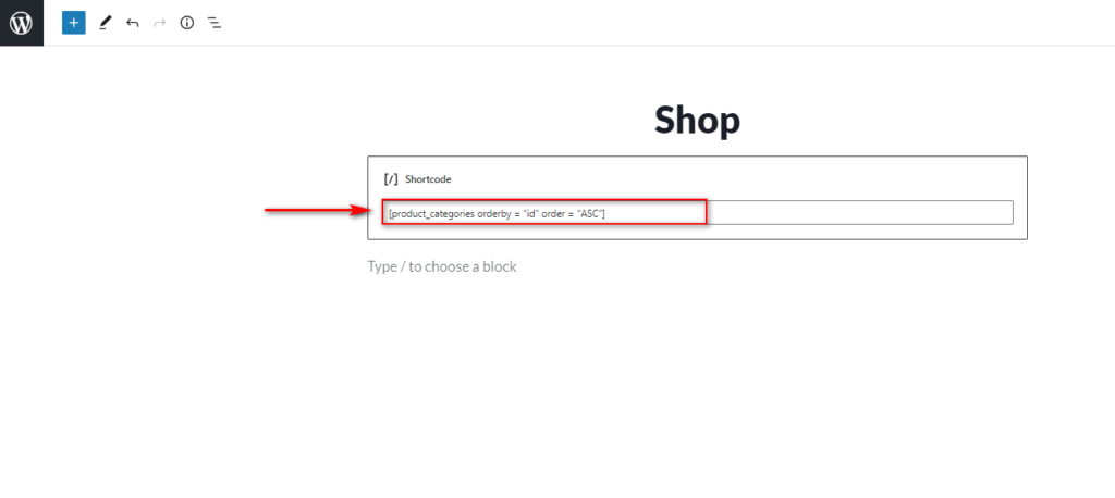 show categories on woocommerce shop page - custom shortcode