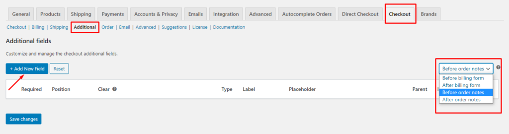 Checkout Manager Settings for Additional Fields