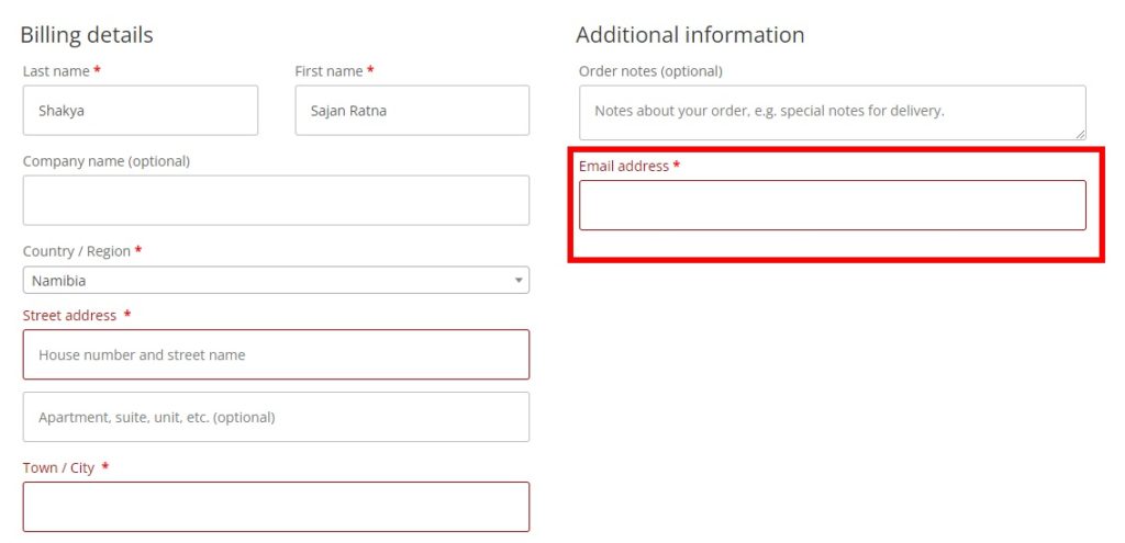 billing email to additional information reorder woocommerce checkout fields