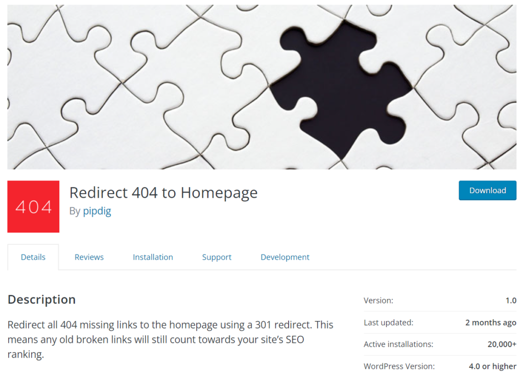 plugins to redirect a WordPress page - redirect 404 homepage
