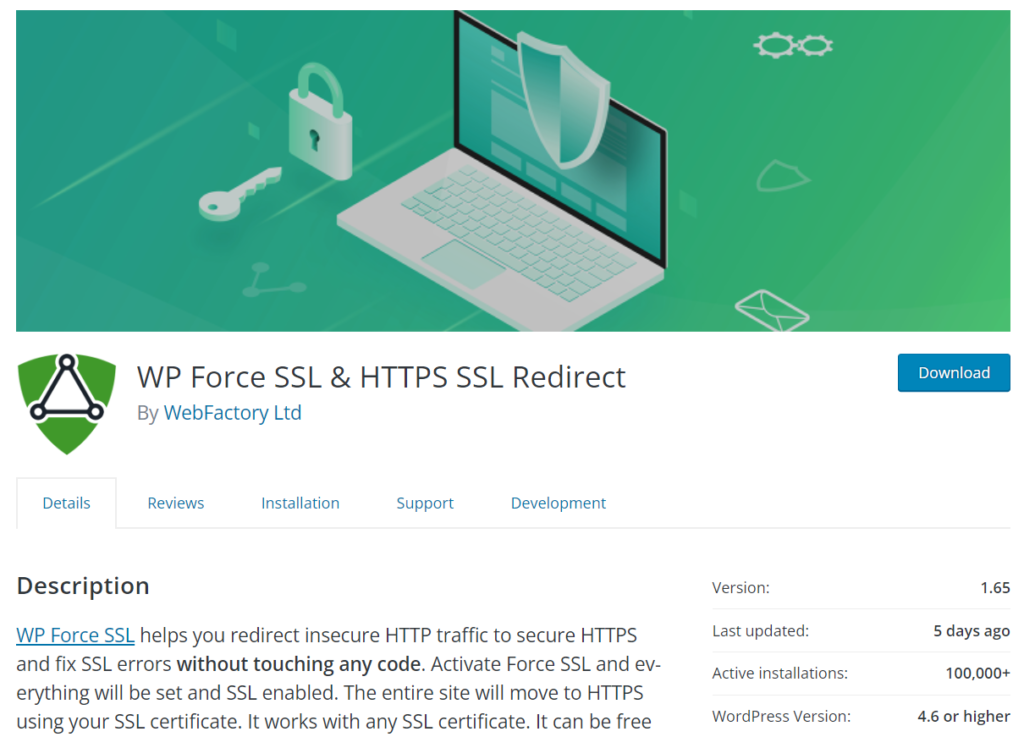 plugins to redirect a WordPress page - wp force ssl