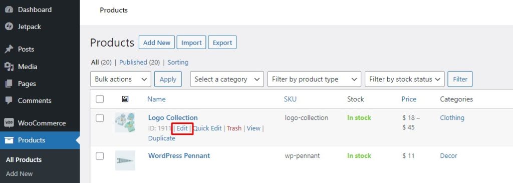 Edit a Product in WooCommerce