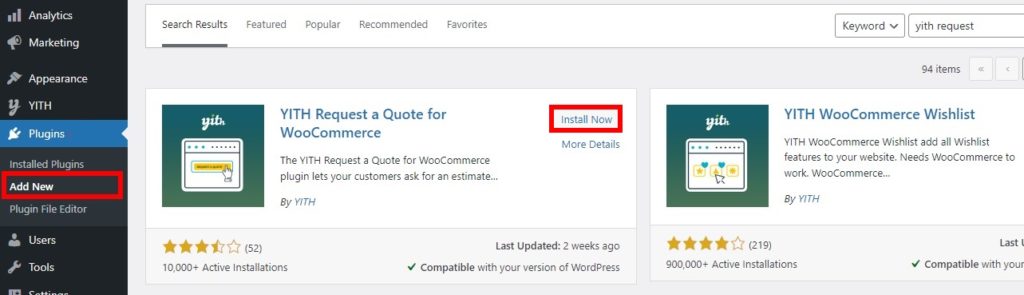 install plugin add woocommerce request a quote button