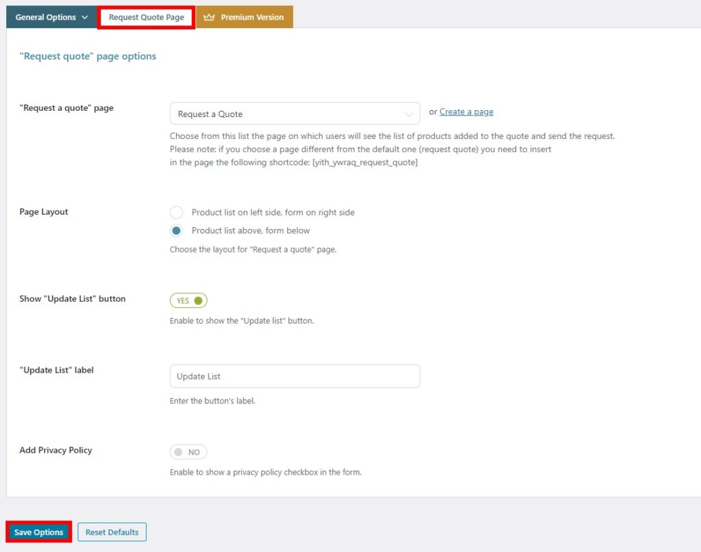 request quote page add woocommerce request a quote button