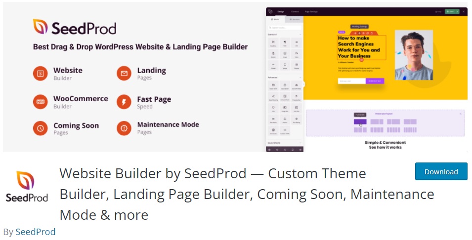 website builder by seedprod create woocommerce coming soon page