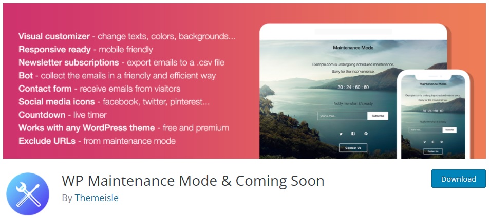 wp maintenance mode and coming soon wordpress coming soon page plugins