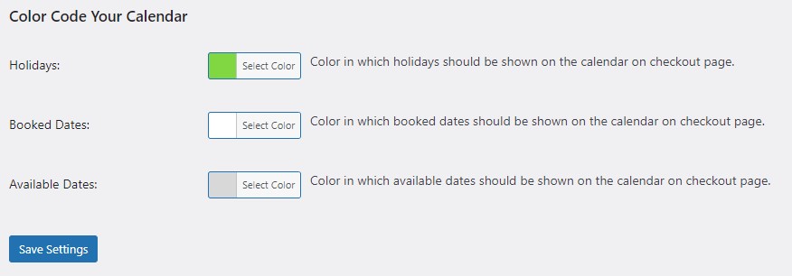 color code delivery calendar