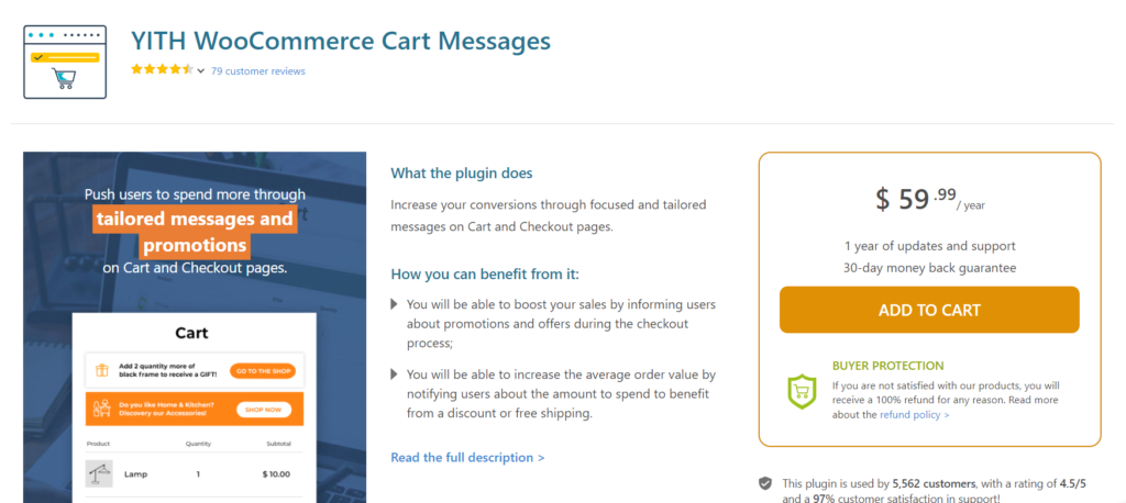 WooCommerce Shopping Cart plugins - yith cart messages