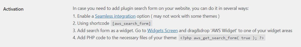 search widget inserting
