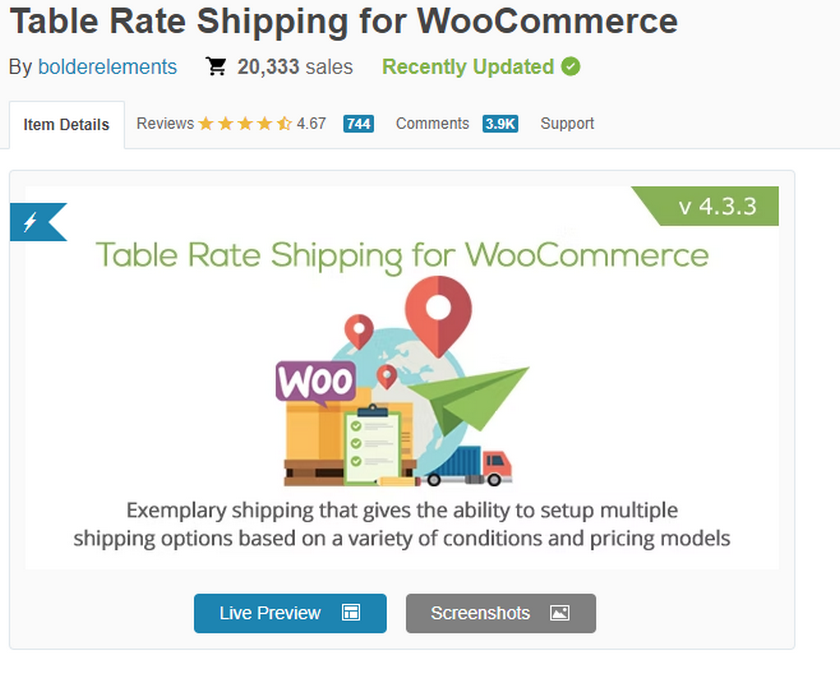 best woocommerce shipping plugins - table rate shipping for WooCommerce