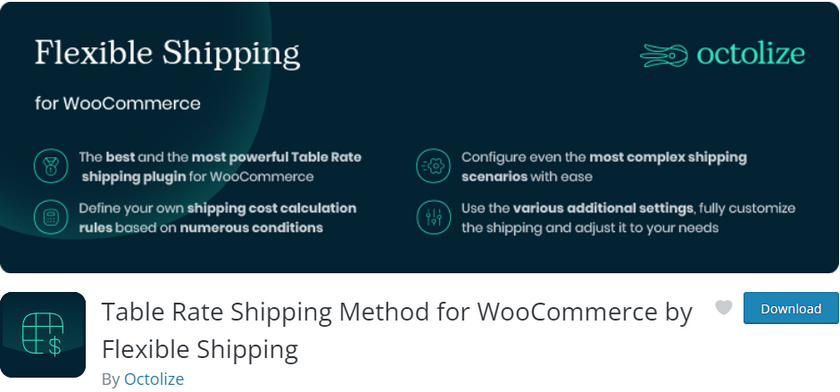 best woocommerce shipping plugins - table rate shipping