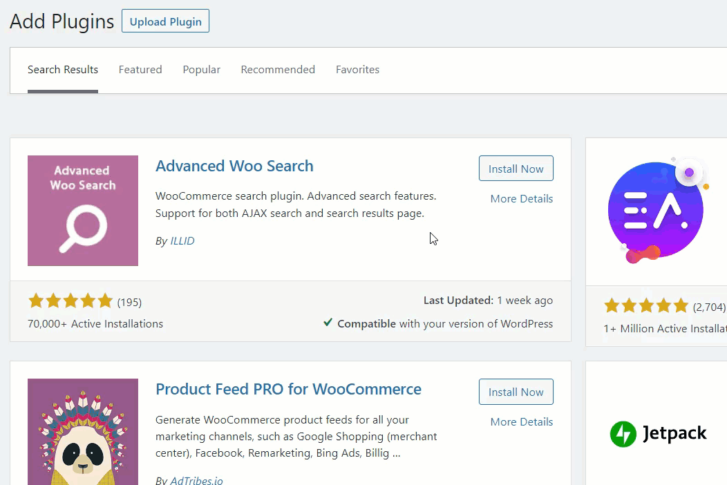 install advanced woo search plugin
