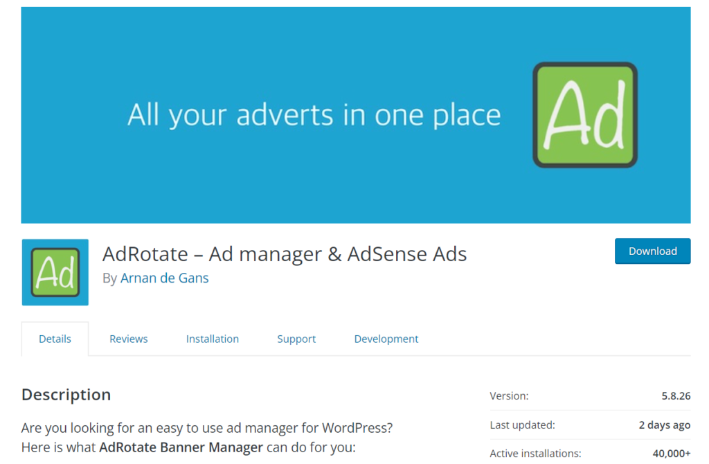 AdRotate Ad manager plugin
