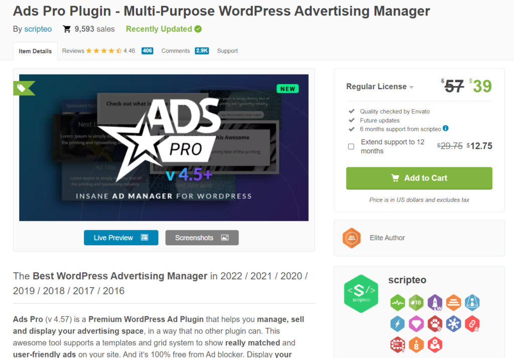Ads Pro plugin for ad management in WordPress