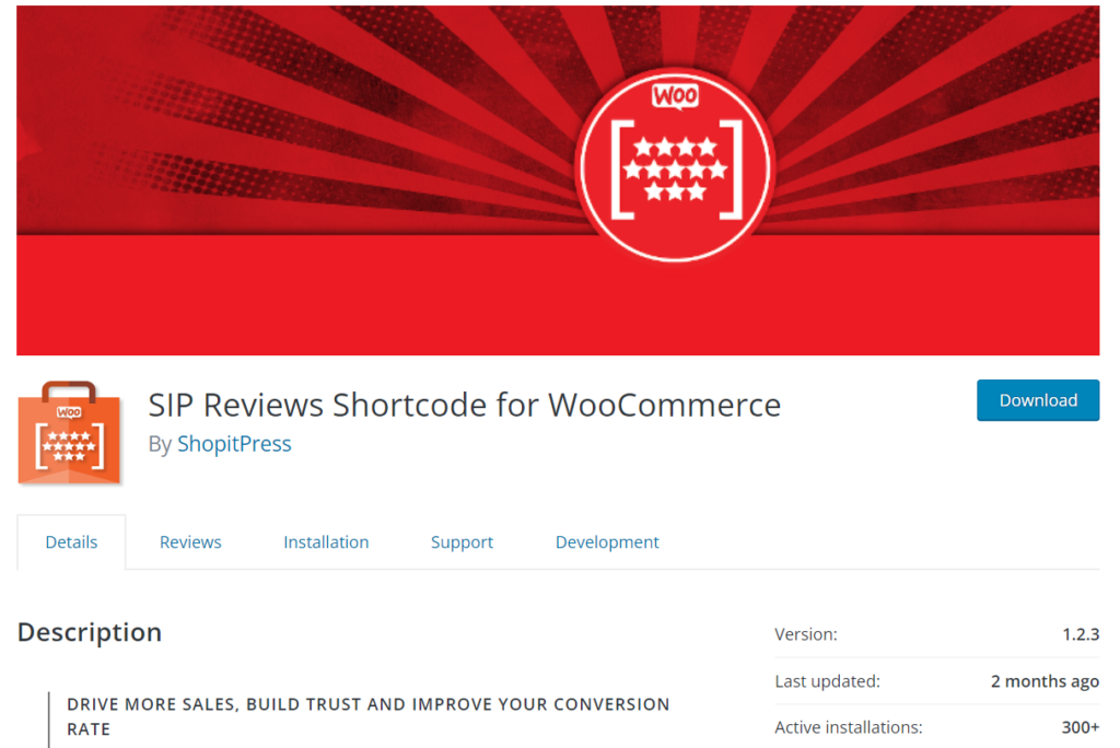 sip reviews - WooCommerce shortcodes plugins