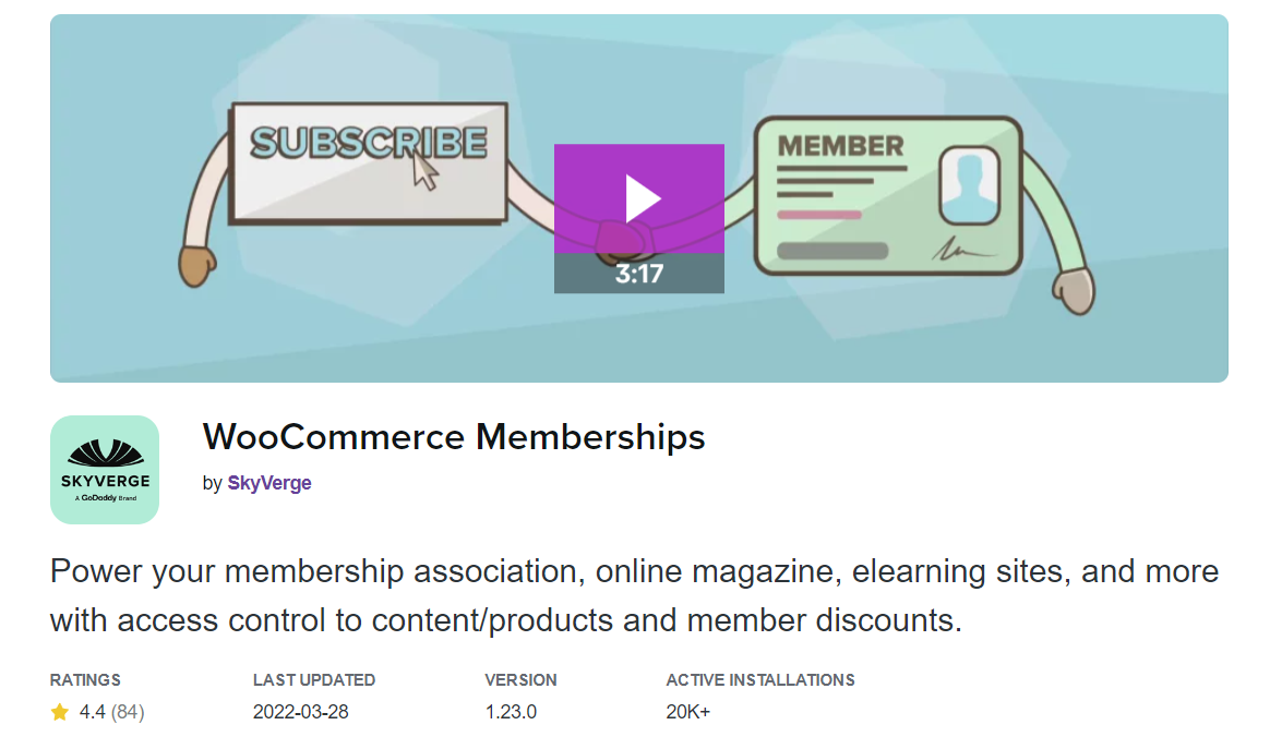 WooCommerce Memberships plugin